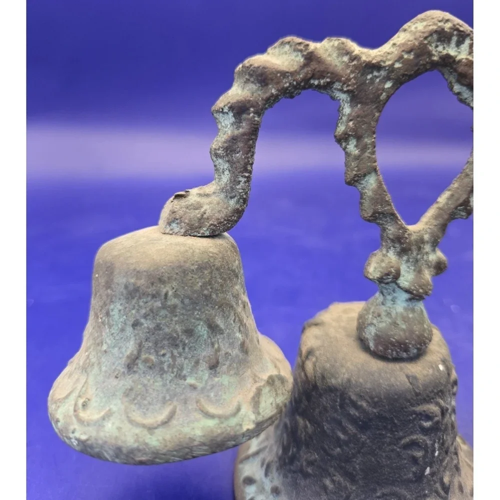 Bronze Triple Bells Antique Patina  Mexican-Spanish Colonial Mission 1800's